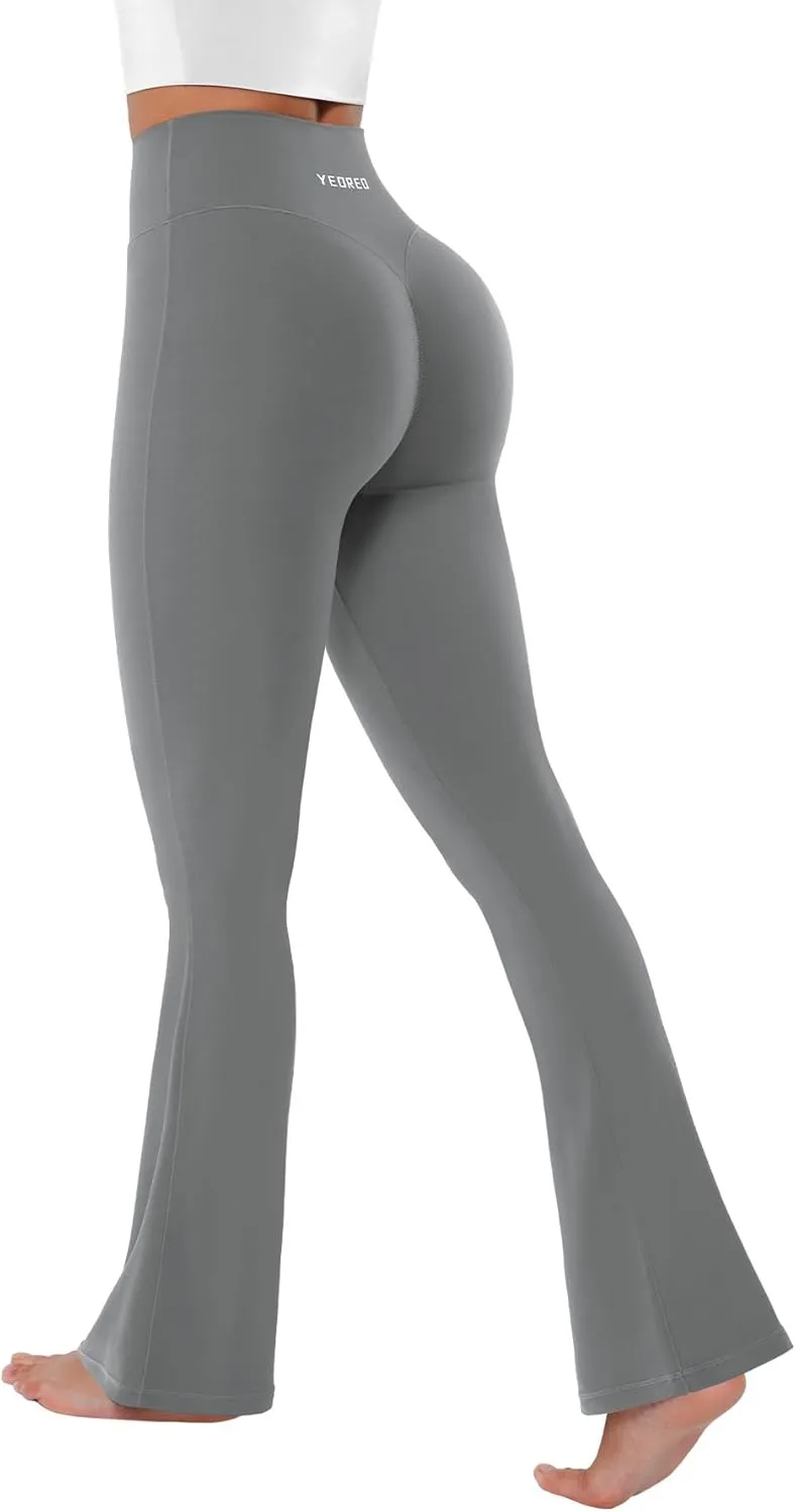 YEOREO Mini Flared Leggings for Women 30" Bessli High Waist No Front Seam Flare Yoga Pants Hidden Scrunch Workout Leggings