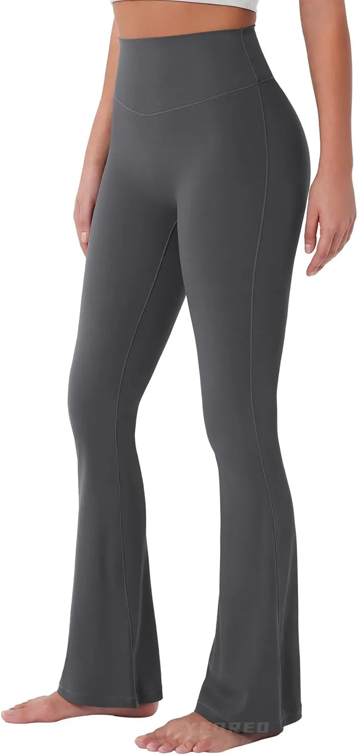 YEOREO Mini Flared Leggings for Women 30" Bessli High Waist No Front Seam Flare Yoga Pants Hidden Scrunch Workout Leggings