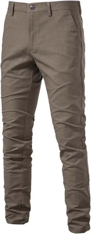Ymosrh Men's Pants Chinos Slim Fit Stretch Flat-Front Skinny Dress Pants, 30-38