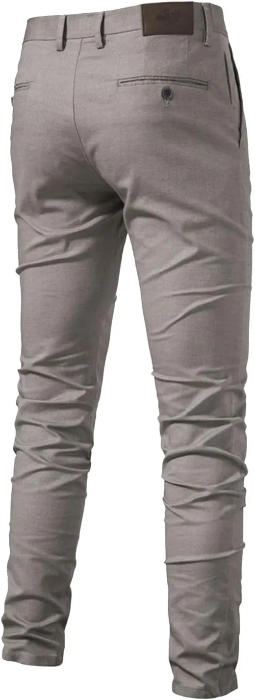 Ymosrh Men's Pants Chinos Slim Fit Stretch Flat-Front Skinny Dress Pants, 30-38
