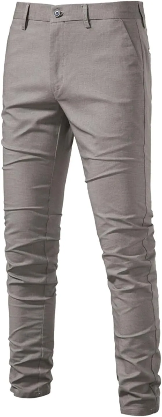 Ymosrh Men's Pants Chinos Slim Fit Stretch Flat-Front Skinny Dress Pants, 30-38