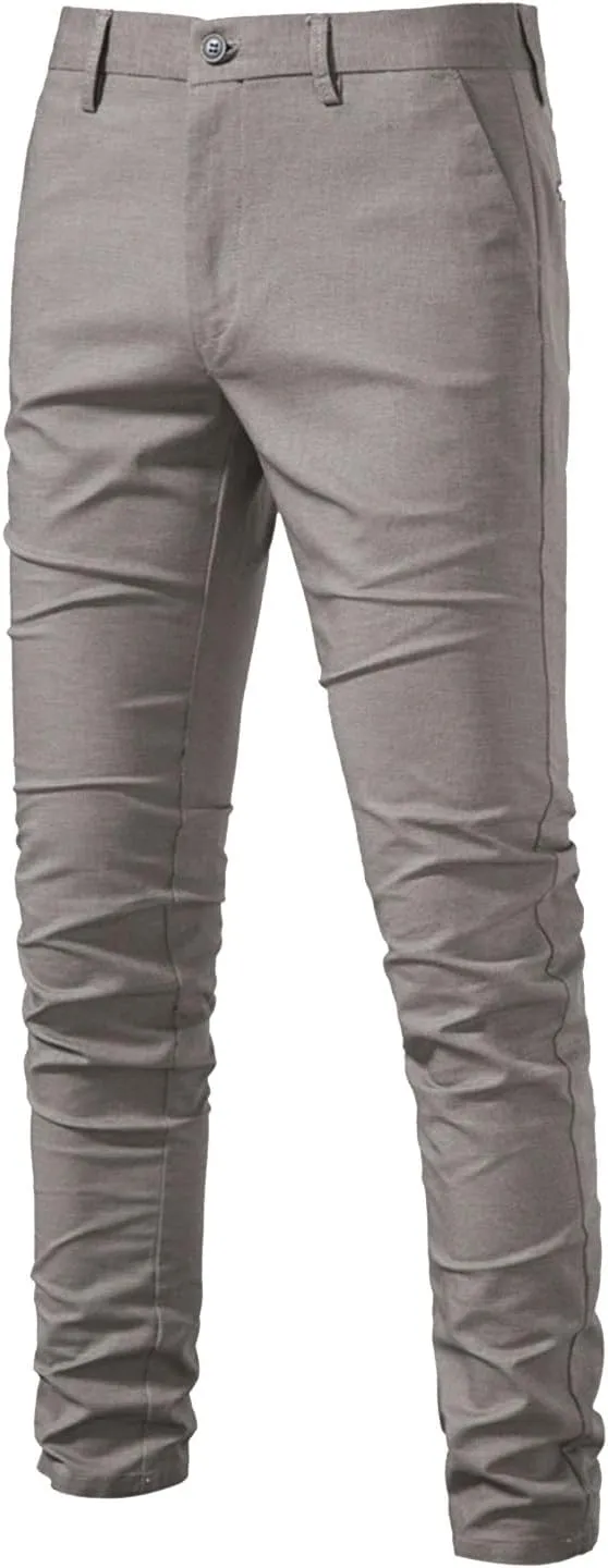 Ymosrh Men's Pants Chinos Slim Fit Stretch Flat-Front Skinny Dress Pants, 30-38