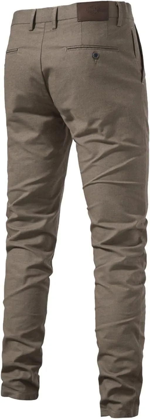 Ymosrh Men's Pants Chinos Slim Fit Stretch Flat-Front Skinny Dress Pants, 30-38