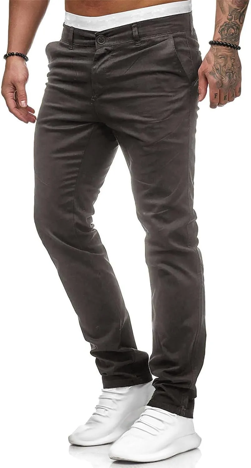 Ymosrh Men's Pants Slim Fit Stretch Flat Front Skinny Dress Pants Mens, M-3XL