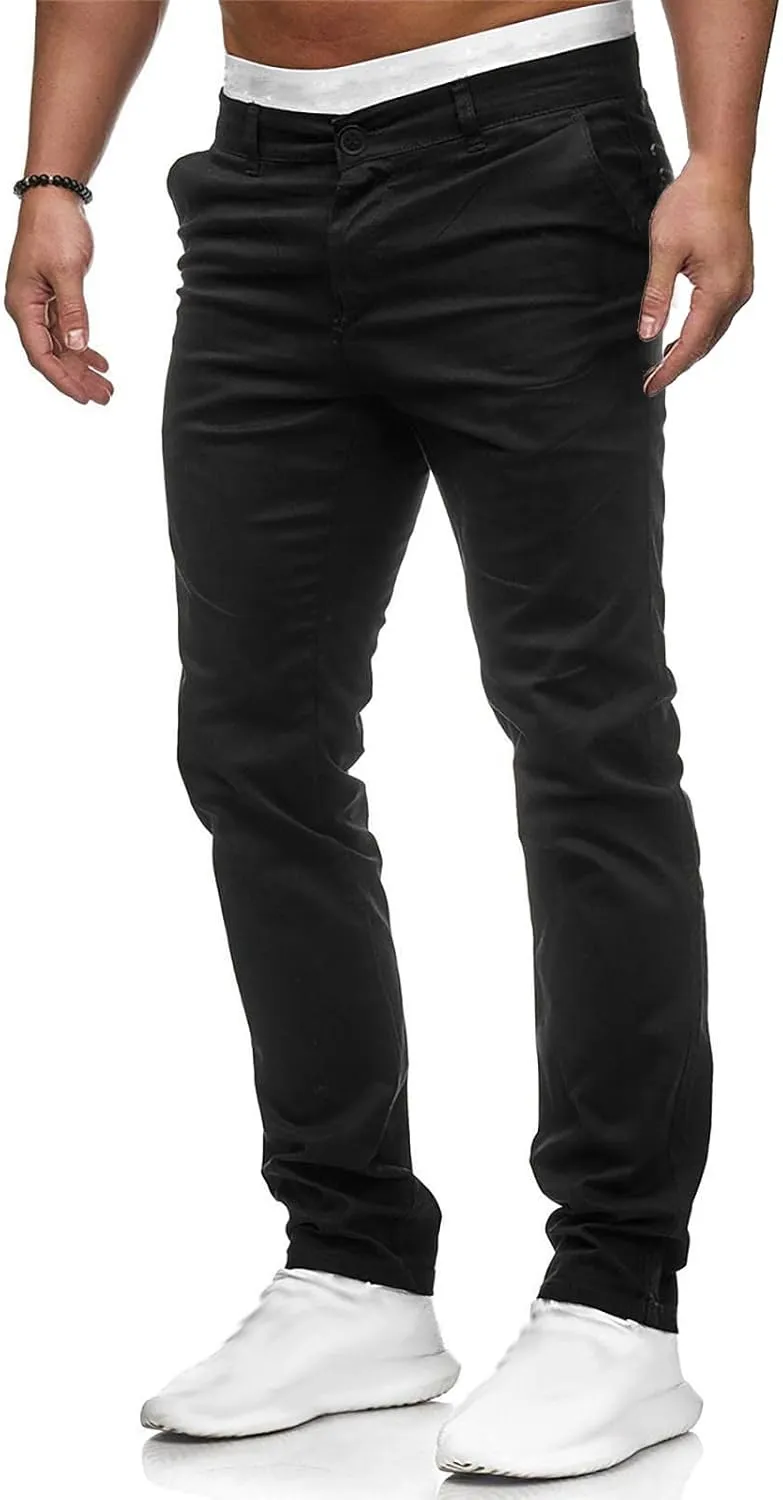 Ymosrh Men's Pants Slim Fit Stretch Flat Front Skinny Dress Pants Mens, M-3XL