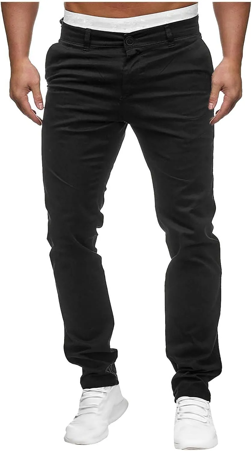 Ymosrh Men's Pants Slim Fit Stretch Flat Front Skinny Dress Pants Mens, M-3XL