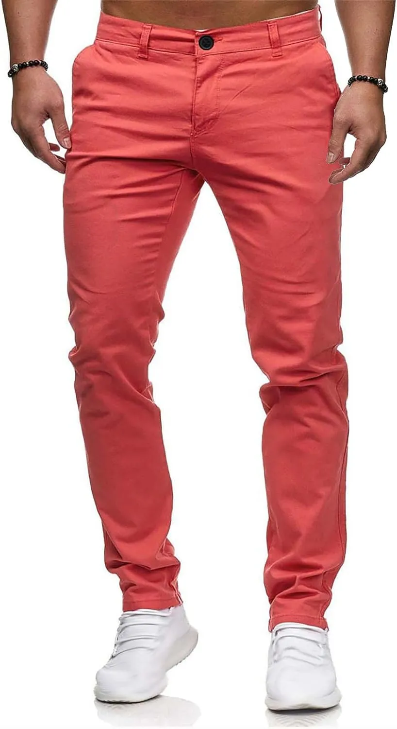 Ymosrh Men's Pants Slim Fit Stretch Flat Front Skinny Dress Pants Mens, M-3XL
