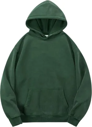 YND Mens Oversized Acid Wash Hoodie, Heavyweight Vintage Pullover for Winter, Fleece Cotton Sweatshirt, Unisex Streetwear