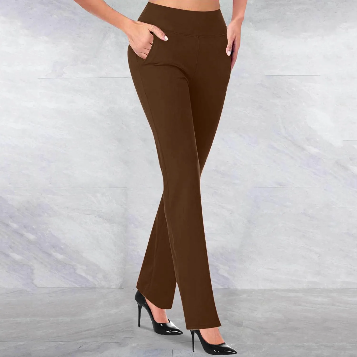 Yoga Pants Women High Waist Dress Pant High Waist Stretch Trousers 2025 Workout Running Leggings Wide Leg Work Pants