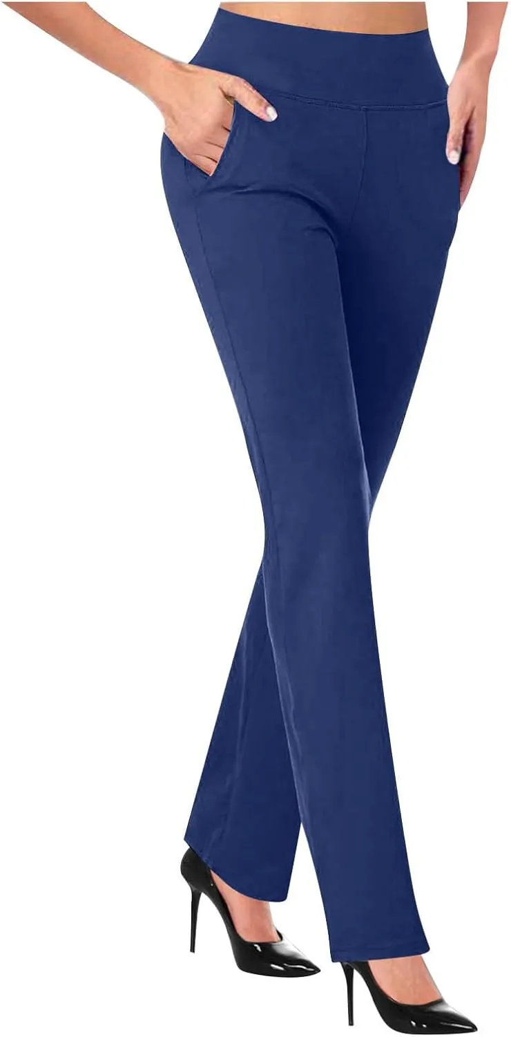 Yoga Pants Women High Waist Dress Pant High Waist Stretch Trousers 2025 Workout Running Leggings Wide Leg Work Pants