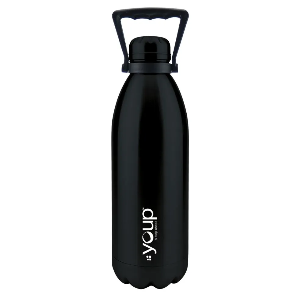 Youp Thermosteel Insulated Black Color Bottle With Top Handle Oxford - 1500 Ml