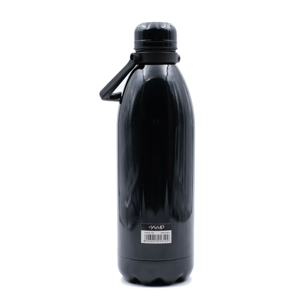 Youp Thermosteel Insulated Black Color Bottle With Top Handle Oxford - 1500 Ml