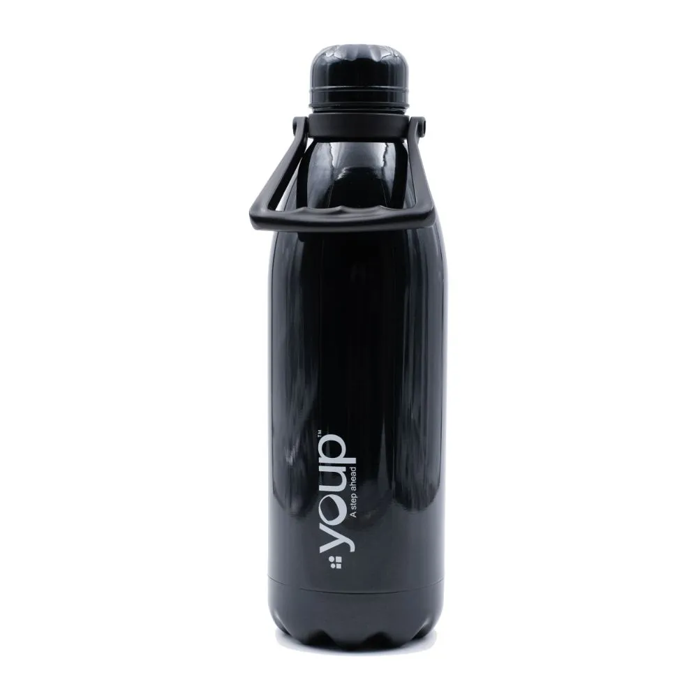Youp Thermosteel Insulated Black Color Bottle With Top Handle Oxford - 1500 Ml