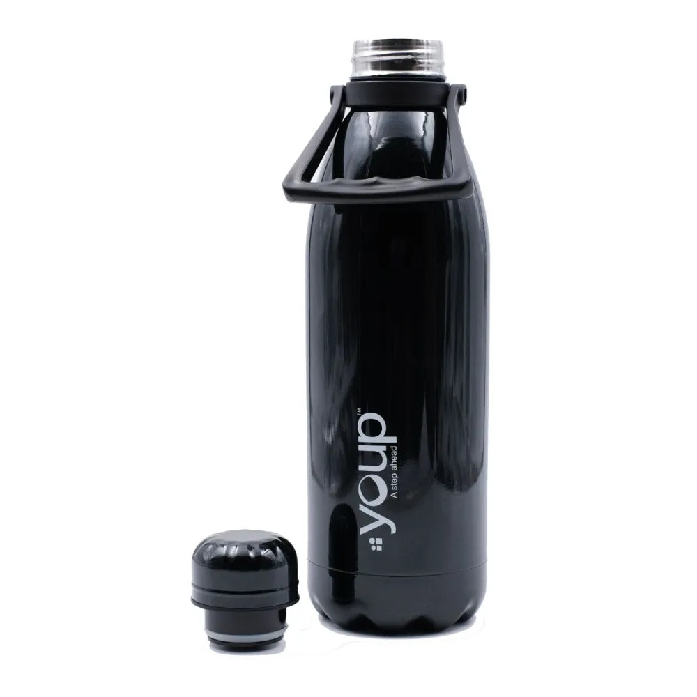 Youp Thermosteel Insulated Black Color Bottle With Top Handle Oxford - 1500 Ml