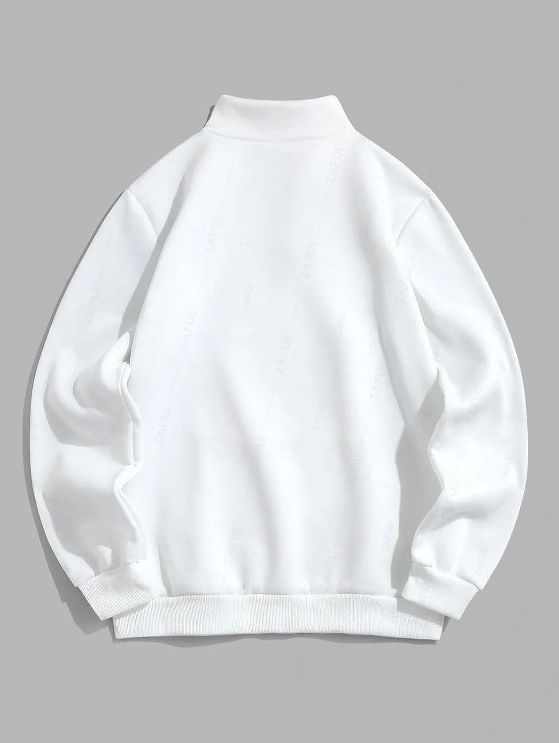 ZAFUL Men's Letters Embroidered Raglan Sleeve Quarter Zip Fleece Vintage Pullover Sweatshirt