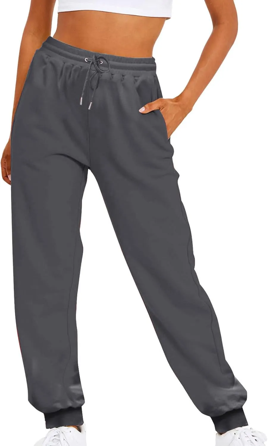 ZDRZK Womens Pants Casual Fleece Baggy Lace-Up Elastic Waist Jogger Sweatpants Bunched Feet Workout Lounge Trousers