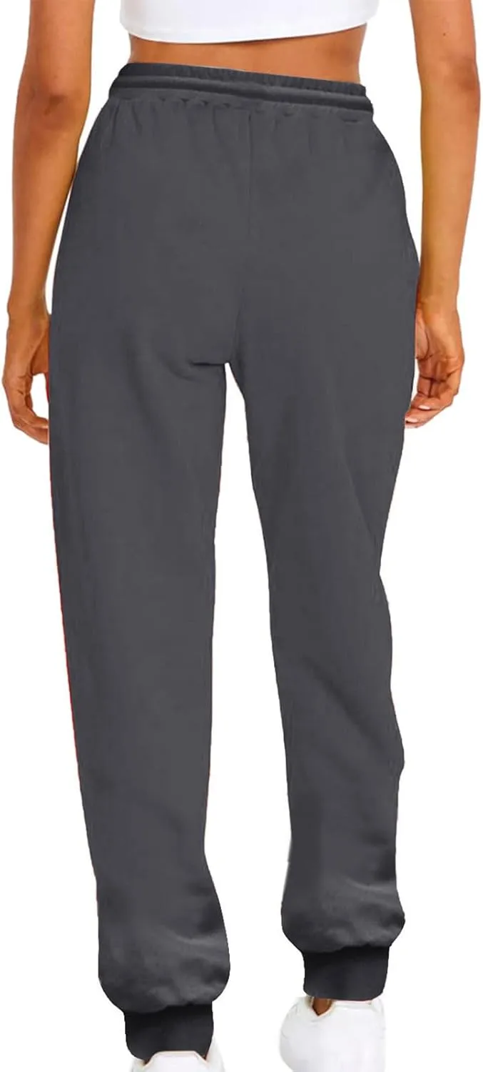 ZDRZK Womens Pants Casual Fleece Baggy Lace-Up Elastic Waist Jogger Sweatpants Bunched Feet Workout Lounge Trousers